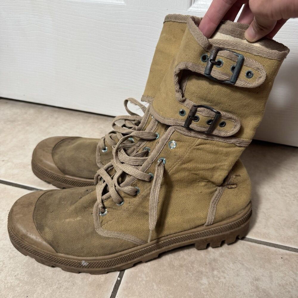 Vintage Made in Israel IDF Canvas Two-Buckle Combat Boots - Size EU 45 / US 12⁠